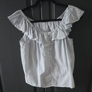 Striped Off-Shoulder Ruffle Top